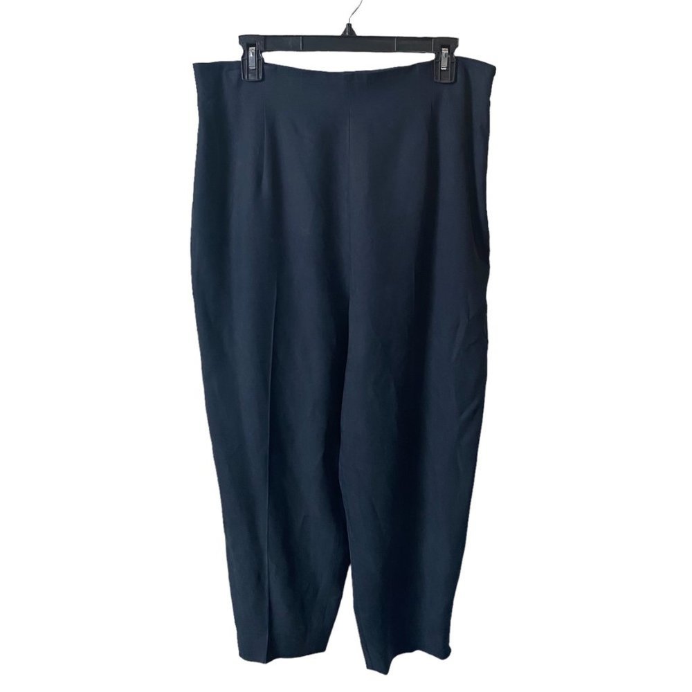 Field Manor Women 100% Silk Lined Blue‎ Side Zip Dress Modern Classics Pants 16